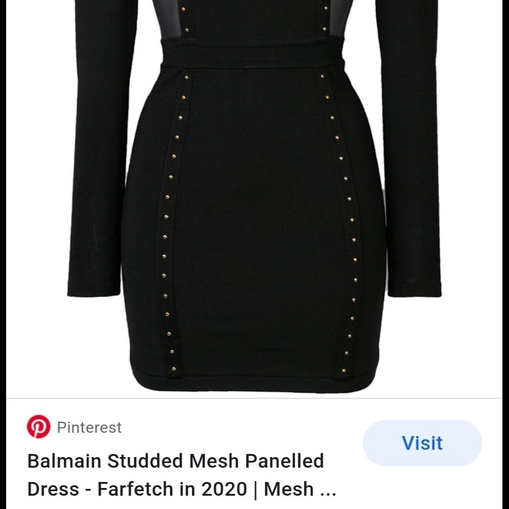 Black Studded Mesh Panelled Dress